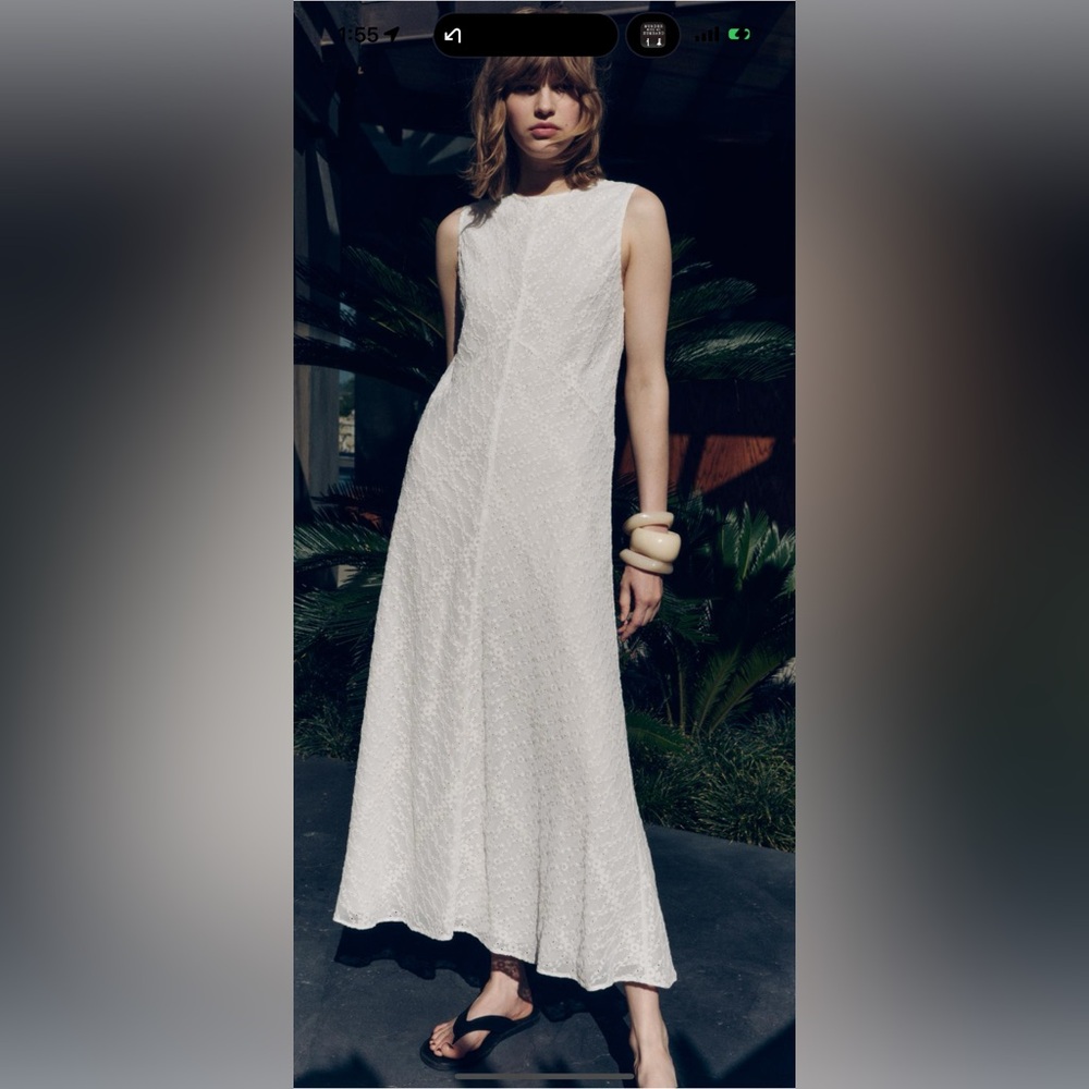 Zara Embroidered Dress ZW Collection, Large, White, NWT